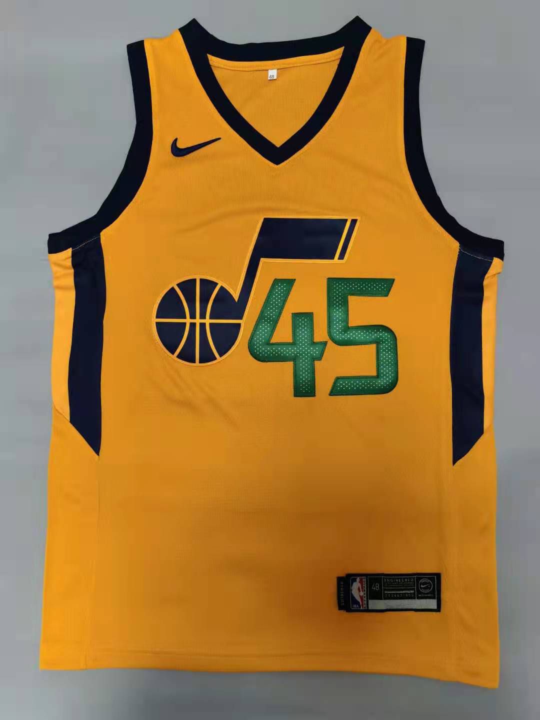 Men Utah Jazz #45 Mitchell Yellow 2021 Nike Game NBA Jerseys->new york knicks->NBA Jersey